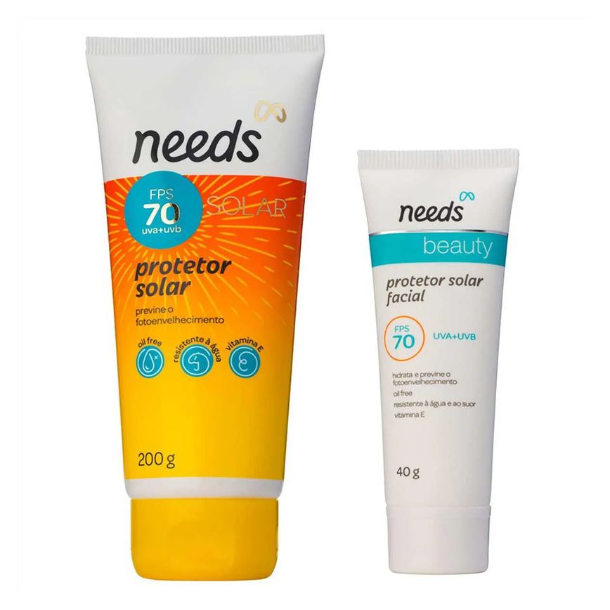 Kit Protetor Solar FPS 70 Needs Facial 40g + Corporal 200g