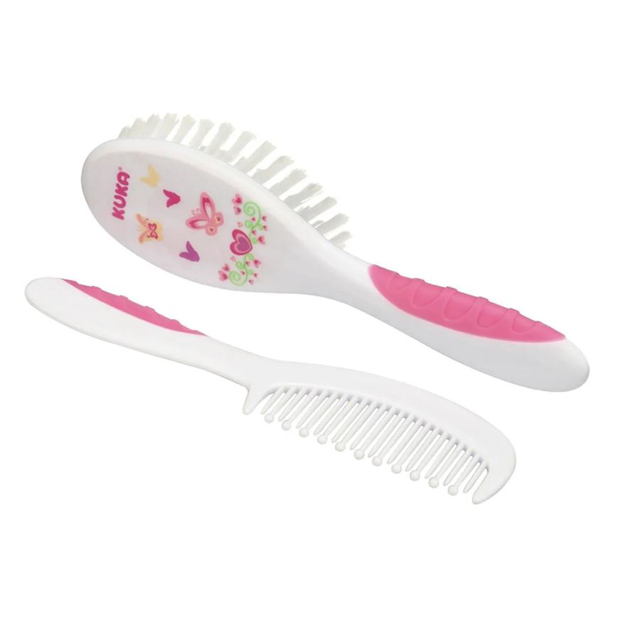 Kit Escova e Pente para Cabelo Soft Rosa