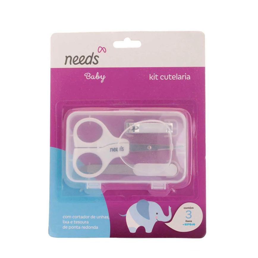 Kit Cutelaria Infantil Needs Baby 3 Itens + Estojo
