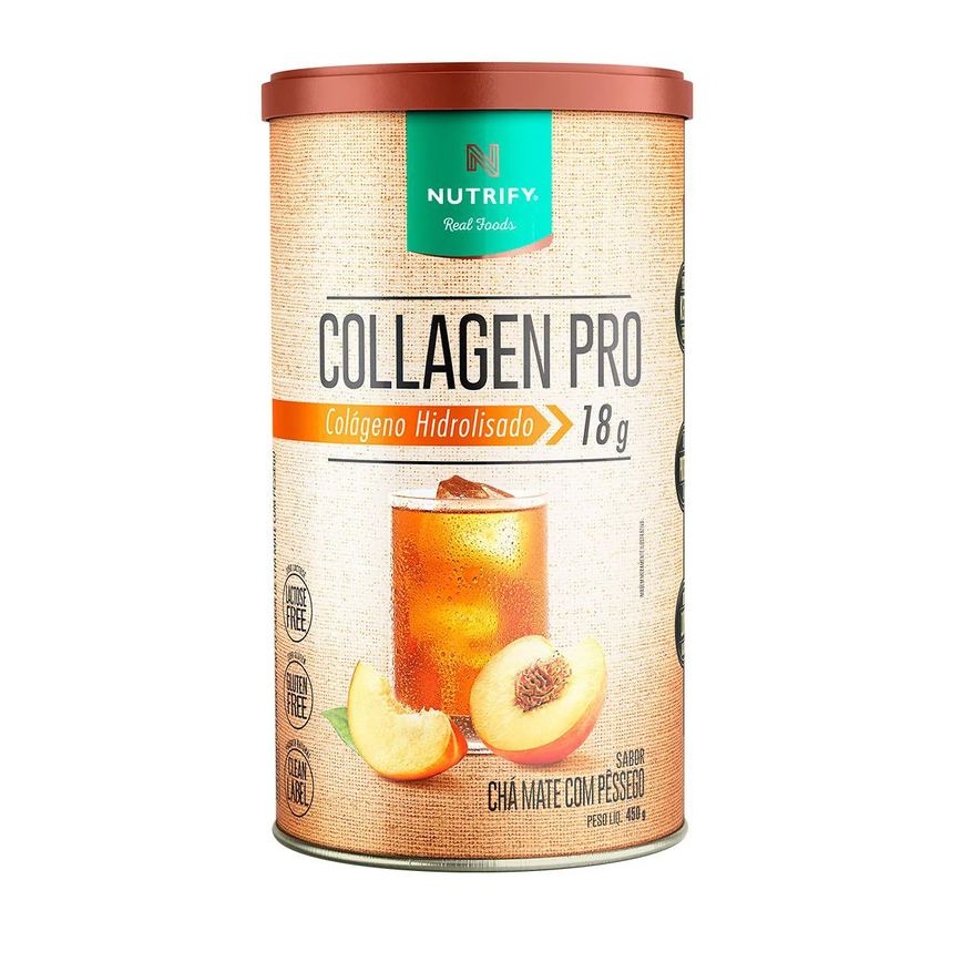 Colágeno Hidrolisado Nutrify Collagen Pro Chá Mate com Pêssego 450g