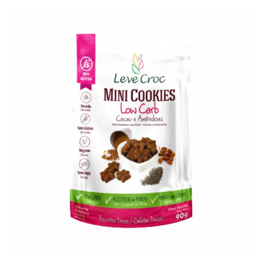 Kit 2x: Cookie Low Carb Cacau/amêndoas Leve Crock 90g