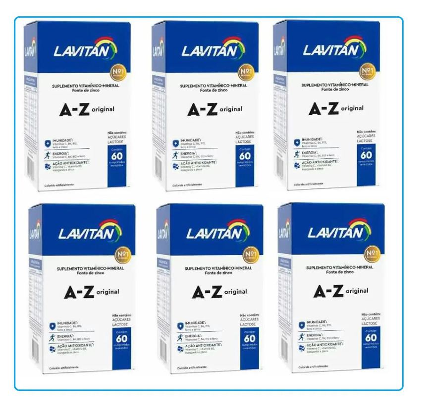 Kit 6 Lavitan A-z Homem 60cps Revestidos - Cimed