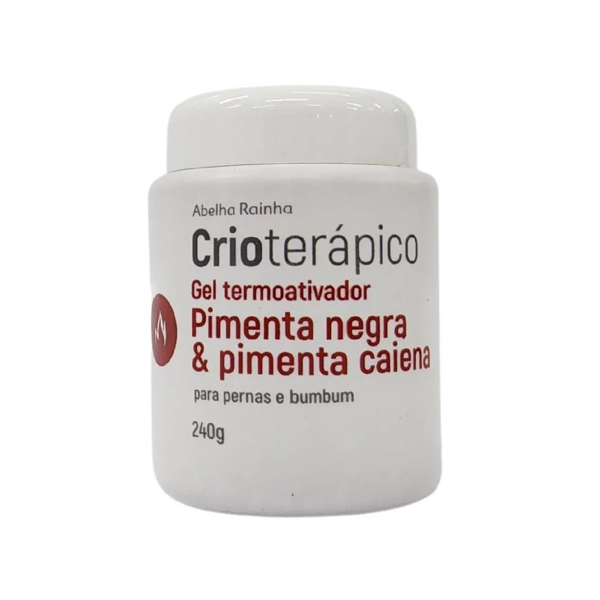Gel Termoativador Pimenta Negra e Pimenta Caiena para Pernas e Bumbum Crioterápico Abelha Rainha 240g