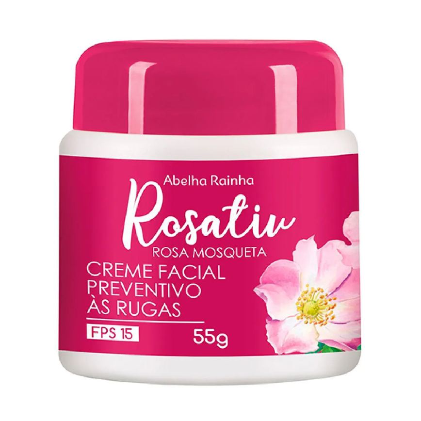 Creme preventivo a rugas com fps 15 com oleo de rosa mosqueta rosativ abelha rainha 55g