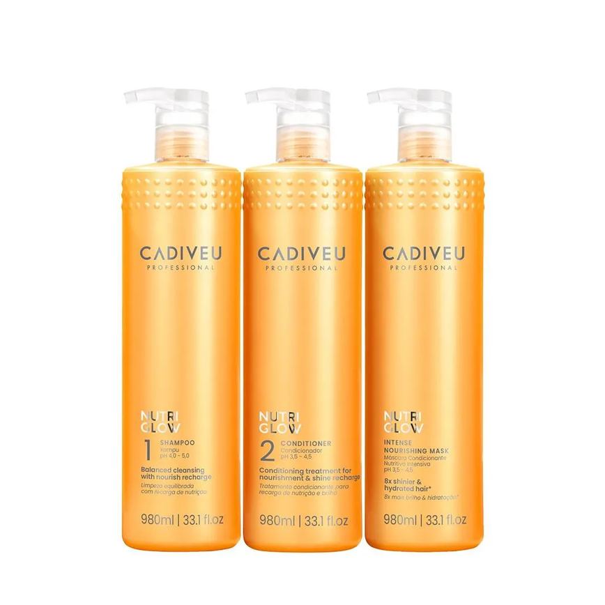 Kit Cadiveu Professional Nutri Glow Shampoo Condicionador Máscara Litro (3 Produtos)