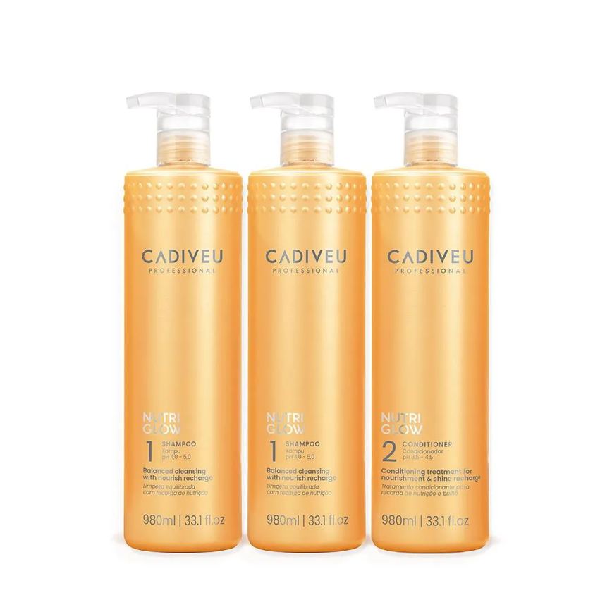 Kit Cadiveu Professional Nutri Glow Shampoo Extra e Condicionador Litro (3 Produtos)