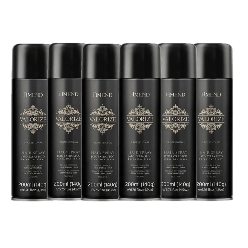 Amend Valorize Hair Spray Fixador Ultra Forte 200ml 6 unidades