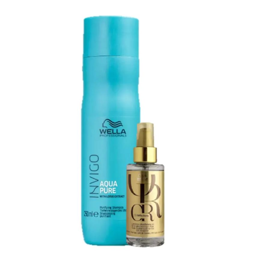 Wella Professionals Invigo Balance Aqua Pure Shampoo Antirresíduos 250ml e Oil Reflections 100ml