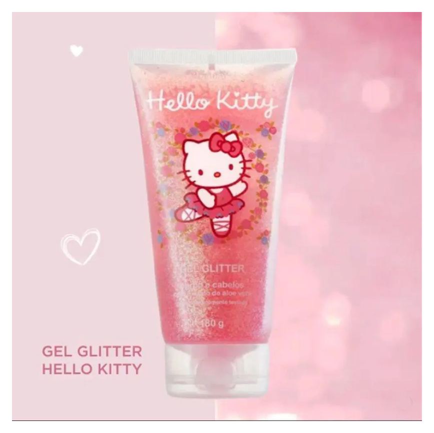 Gel Infantil Cabelo e Corpo Glitter Hello Kitty 180gr