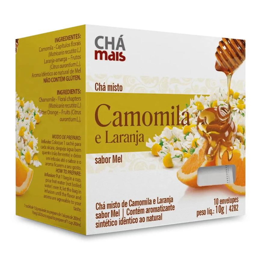 Clinicmais Chá Camomila com Laranja Mel 10 Sachês 10g - Chá Mais
