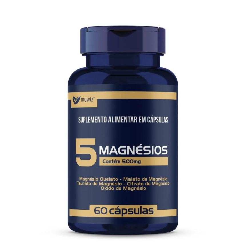 5 Magnésios 60 cápsulas 500mg Muwiz