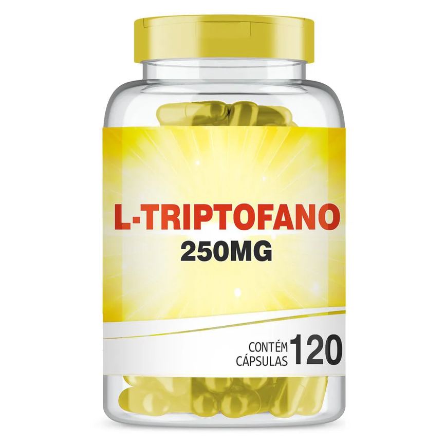 L-triptofano 250mg com 120 cápsulas Síntese de Serotonina