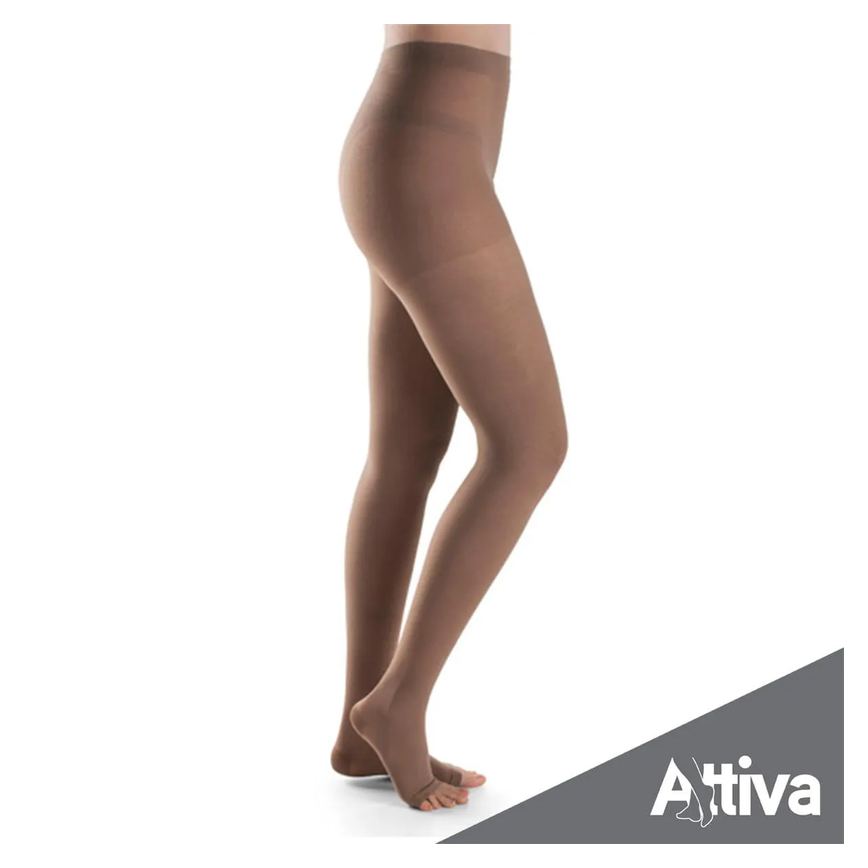 Meia Calca Attiva Alta Compressao 20-30 Fem Aberta Natural Escuro Gg