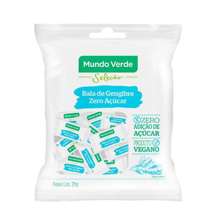 Bala de Gengibre Zero Açúcar Mundo Verde Seleção 21g
