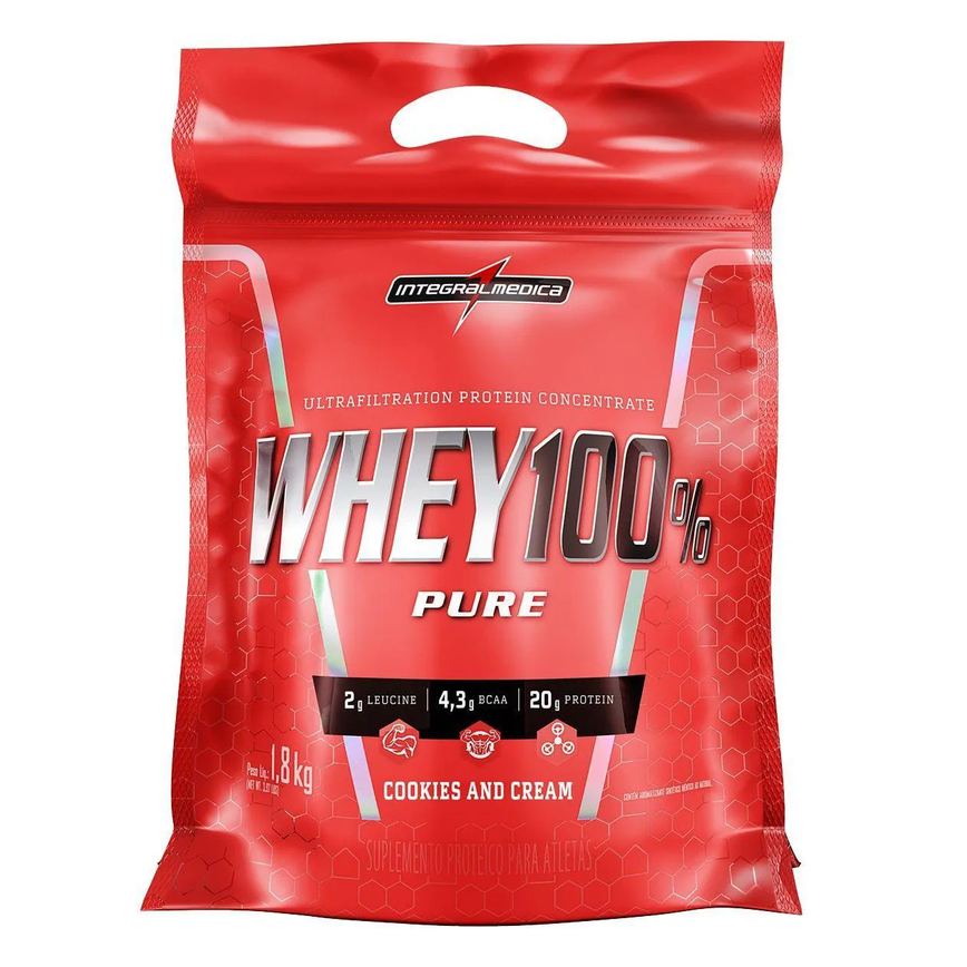 Whey 100% Pure - 1800G Refil Cookies And Cream - Integralmédica