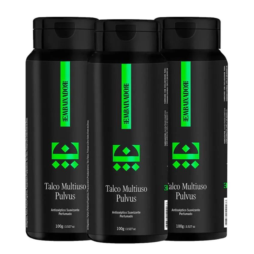 Kit 03 Talco Multiuso Pulvus Menthol Embaixador 100g