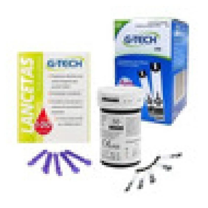 50 Fitas Tiras Reagentes G-tech Lite Glicemia +100 Lancetas