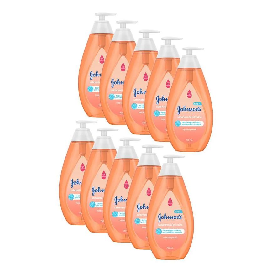 Kit 10 Sabonetes Líquido Johnson's Cabeça Aos Pés 750ml