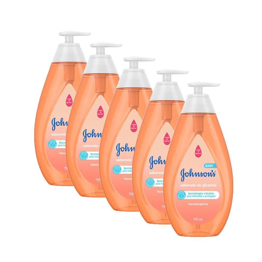 Kit 5 Sabonetes Líquido Johnson's Cabeça Aos Pés 750ml