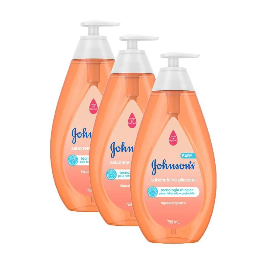 Kit 3 Sabonetes Líquido Johnson's Baby da Cabeça Aos Pés 750ml