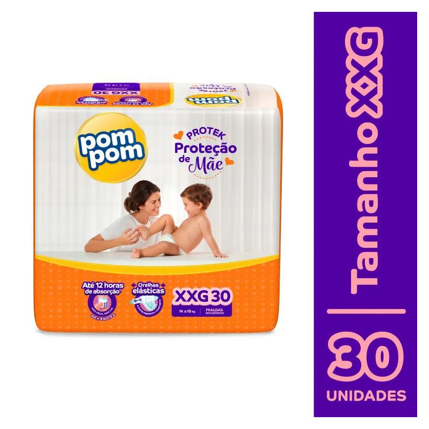 Fralda Pom Pom Derma Protek Mega XXG 30 unidades