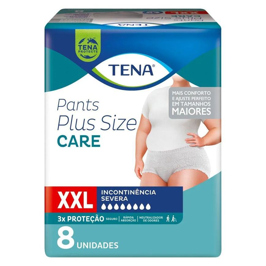 Roupa Íntima Tena Pants Plus Size Care XXL com 8 unidades