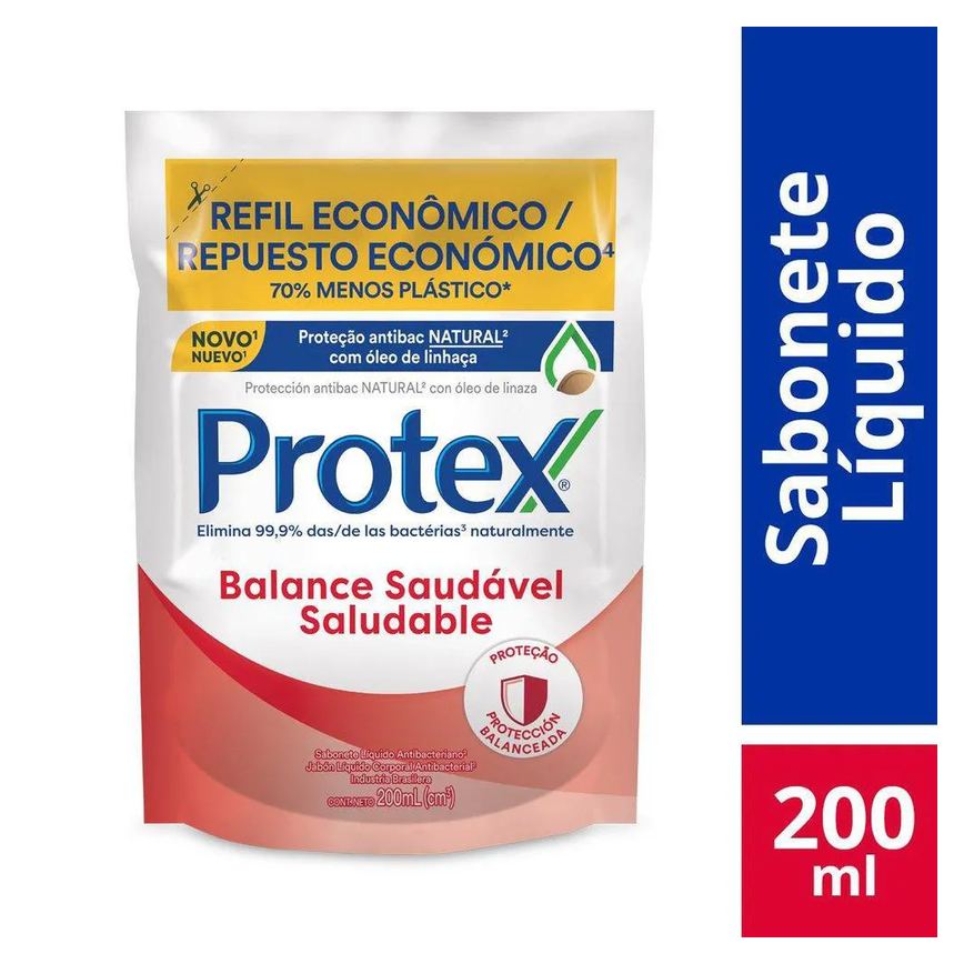 Refil Sabonete Líquido Antibacteriano para as Mãos Protex Balance 200ml