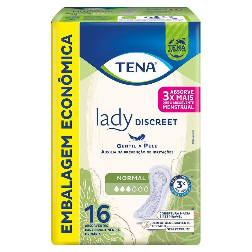 Absorvente para Incontinência Urinária Tena Lady Discreet Extra Feminino Absorção Moderada 16 unidades
