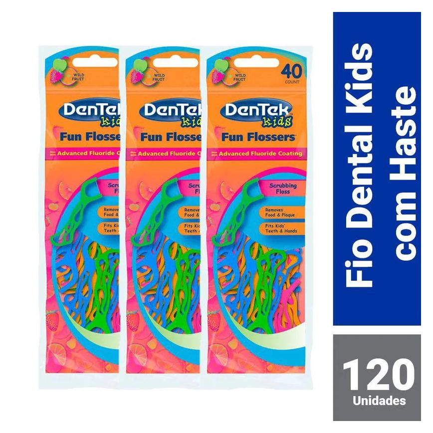 Kit Fio Dental Infantil DenTek Fun Flossers 120 unidades