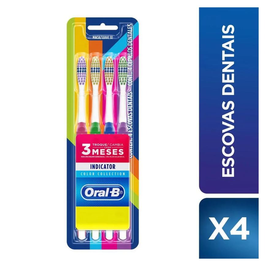 Escovas Dentais Oral-b Indicator Color Collection 4 unidades
