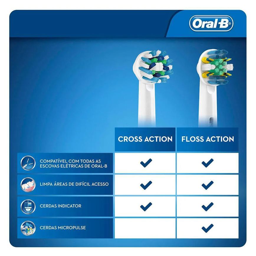 Kit Refil Escova Elétrica Oral-B Cross Action Leve 4 Pague 2