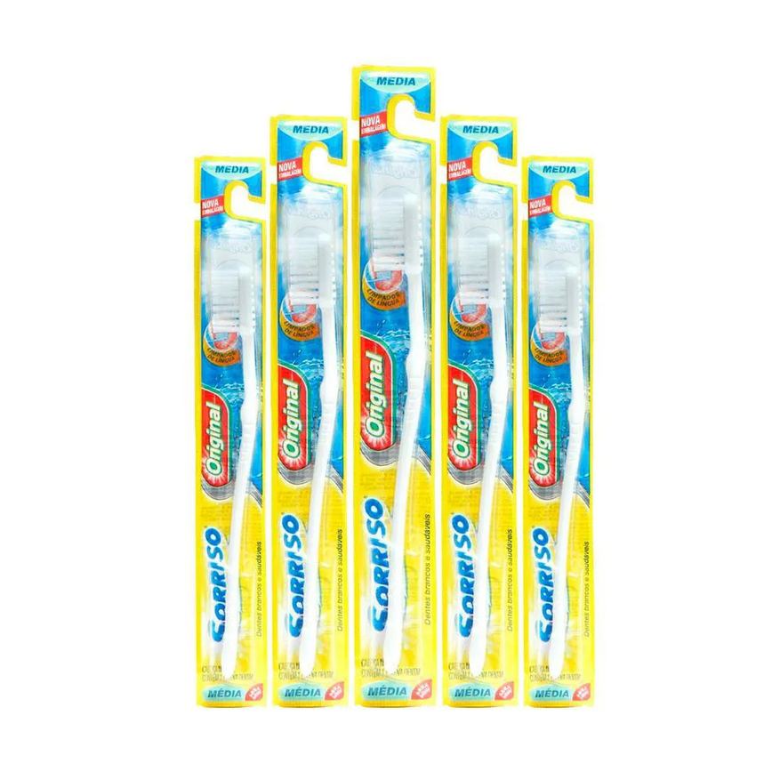 Kit 5 Escova Dental Sorriso Original Média