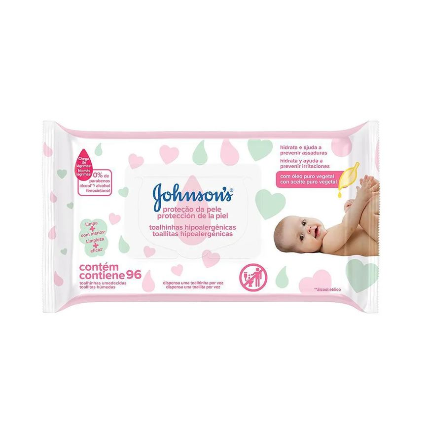 Lenço Umedecido Johnson's Baby Extra Cuidado 96 unidades