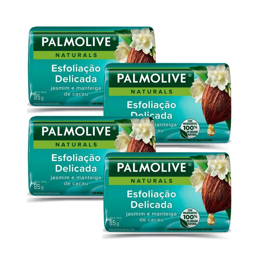 Kit 4 Sabonetes em Barra Palmolive Naturals Esfoliação Delicada 85g