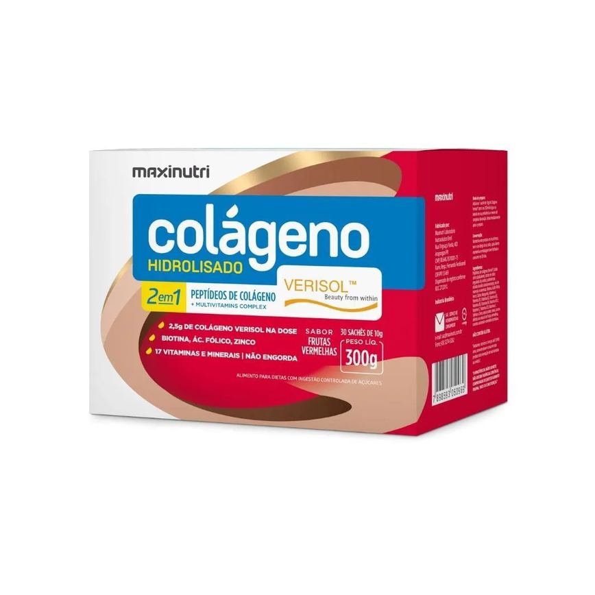 Colágeno Hidrolisado 2em1 Sachê - Verisol® 30 X 10g - Frutas Vermelhas