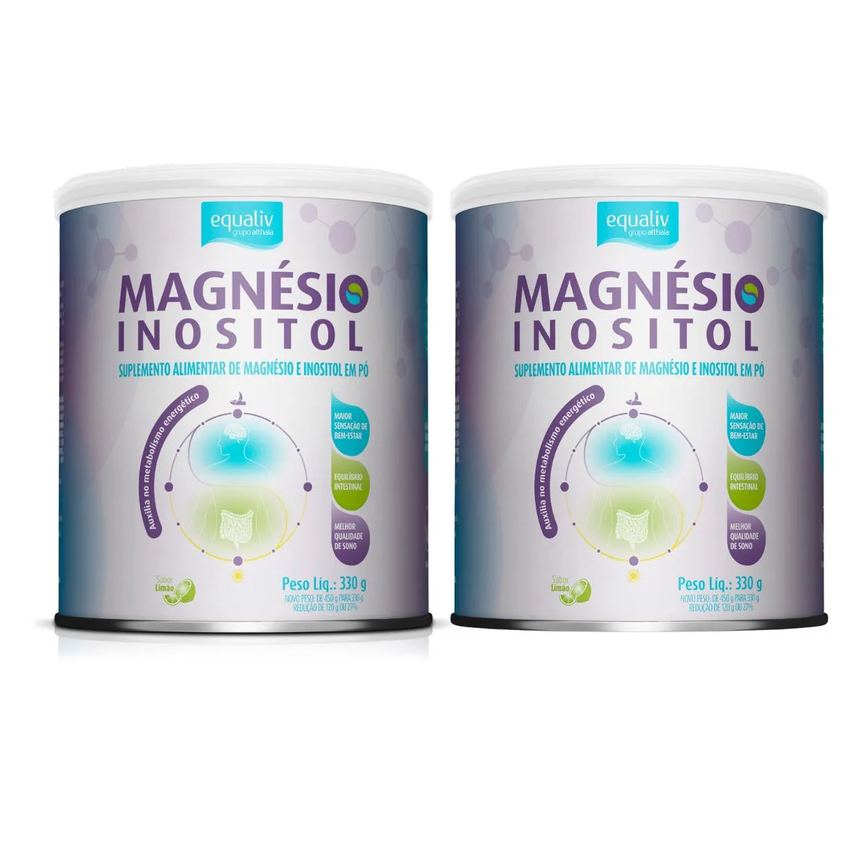 Kit 2 Suplemento Magnésio Inositol 100% Natural Halal Equaliv Limão