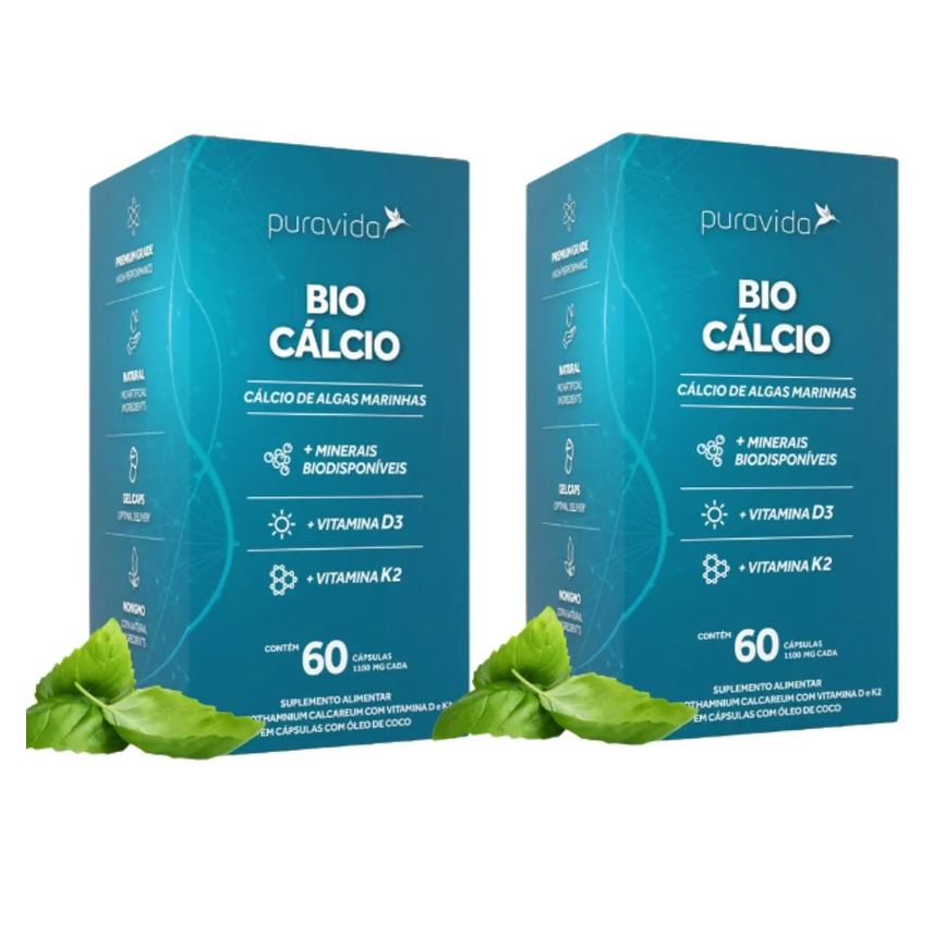 Kit 2 Bio Cálcio Marinhominerais Vitaminas D3 K2puravida sem Sabor