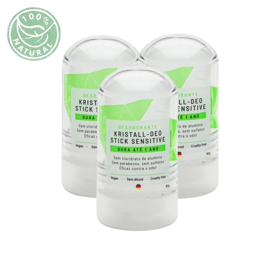 Kit Desodorante Stick Kristall Sensitive - Alva 60g 3 Unids