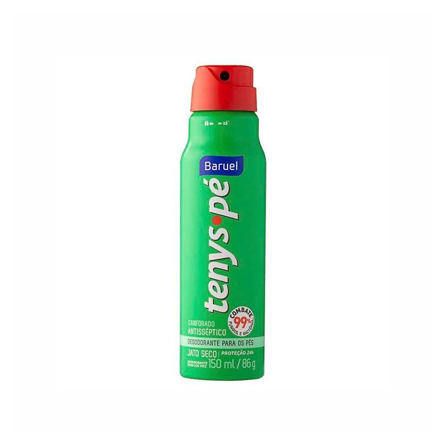 Talco para Pés Aerosol Baruel Tenys Pé Canforado Antisséptico 24h Adulto 150ml