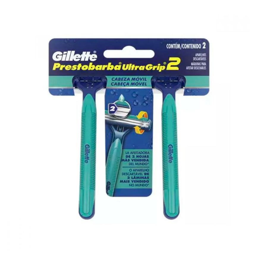 Aparelho de Barbear Prestobarba 2 Ultragrip Cabeça Móvel C/ 2 unidades