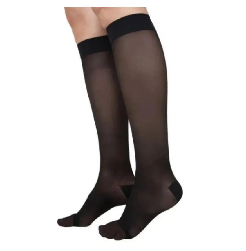 Meia 3/4 Sigvaris Ever Sheer 20-30mmhg Fechada P Preto