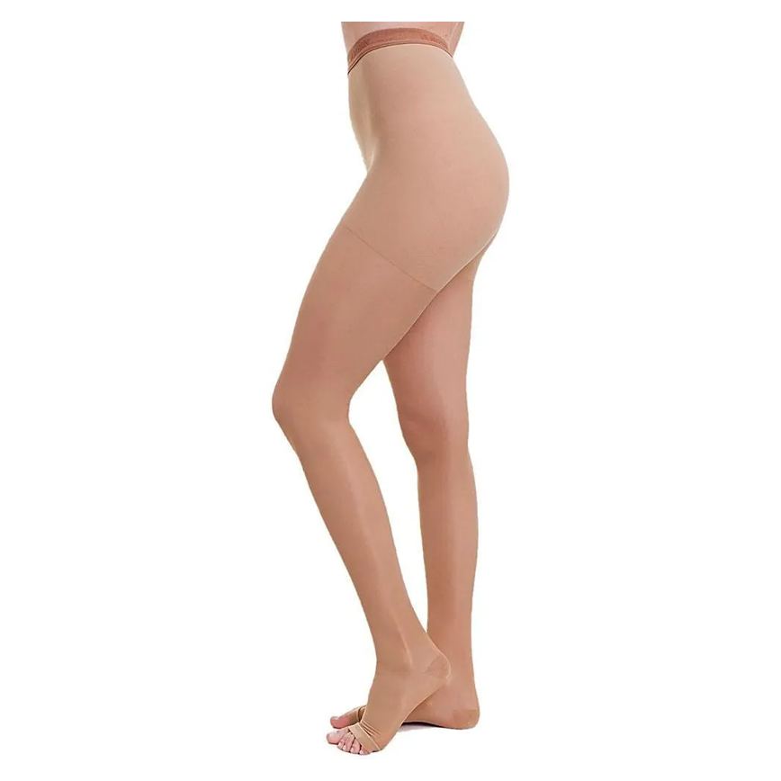 Meia-calça Comfortline 20-30mmhg Aberta Bege Tam M Curta