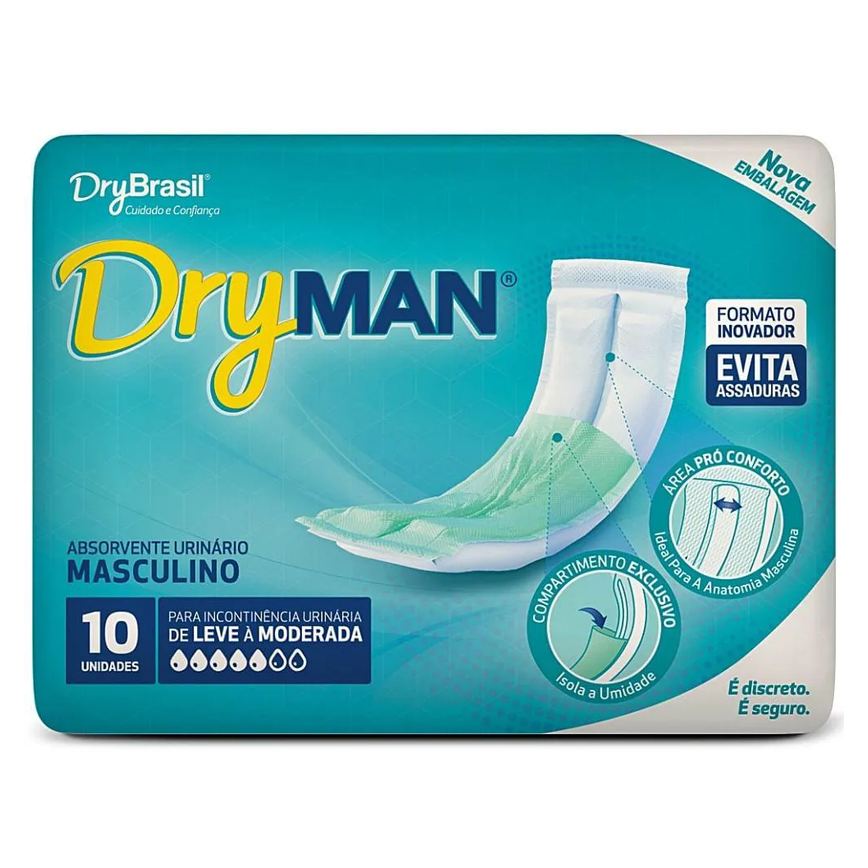 Absorvente Masculino Dryman - 10 unidades