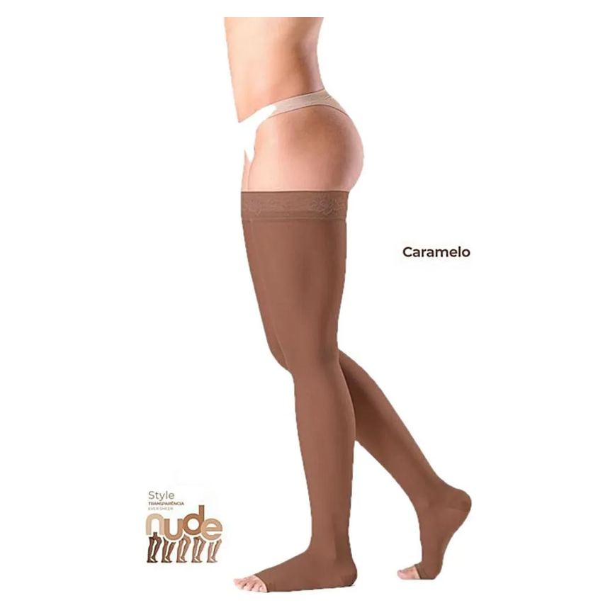 Meia 7/8 Ever Sheer 20-30 Mmhg Aberta Caramelo Tam G2