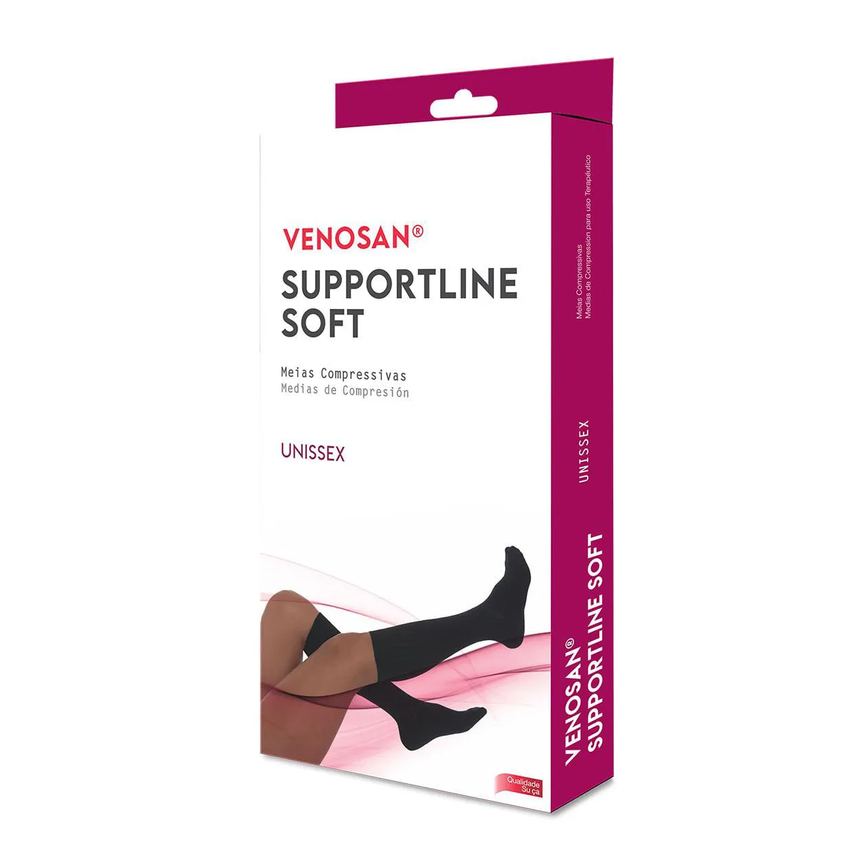 Meia 3/4 Supportline Soft Venosan 18-22mmhg Preta Tam P