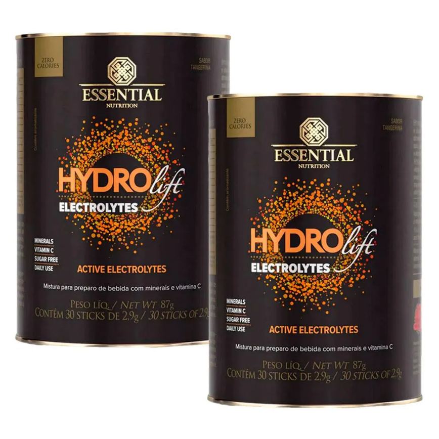 Kit 2x Hydrolift Electrolytes + Vitamina C - (30 Sticks Cada) - Essential Nutrition Tangerina