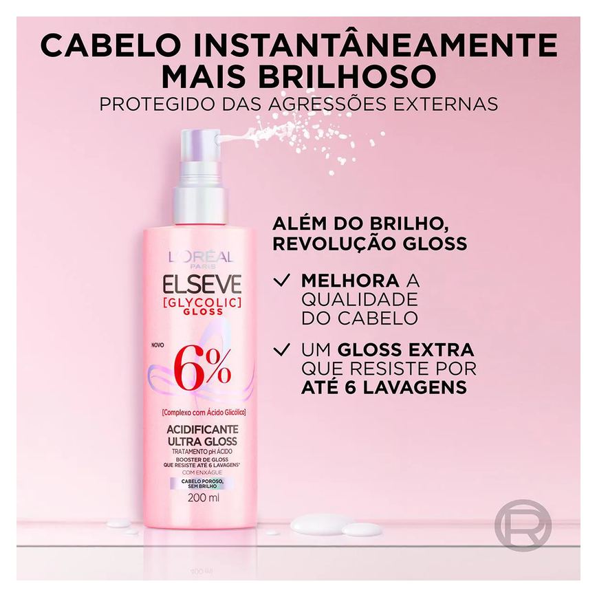 Spray Acidificante Elseve Glycolic Gloss Tratamento Antiporosidade com Ácido Glicólico 200ml
