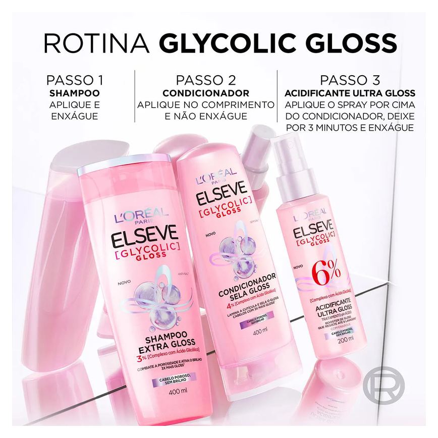 Spray Acidificante Elseve Glycolic Gloss Tratamento Antiporosidade com Ácido Glicólico 200ml