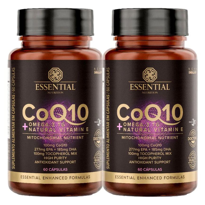 Kit 2x Coenzima Q10 + Omega 3 Tg + Vitamina e - 60 Caps Cada - Essential Nutrition