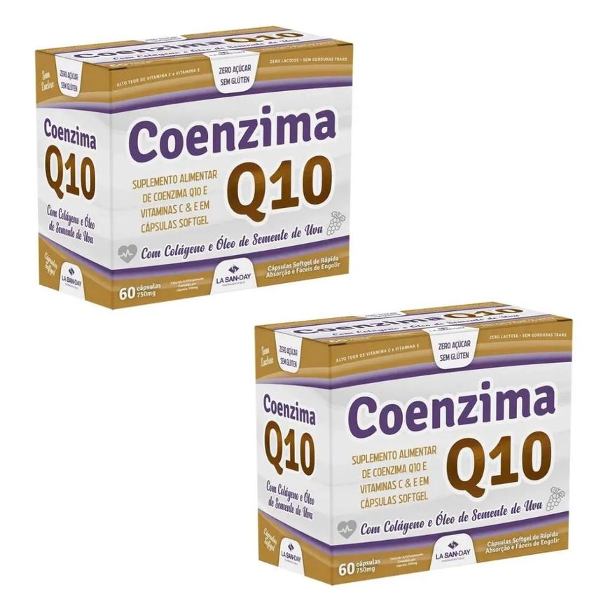Kit 2 Unidades Coenzima Q10 Suplemento Alimentar com 60 Comprimidos La San Day Cada